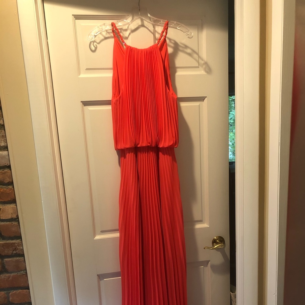 Pristine pleated coral dress